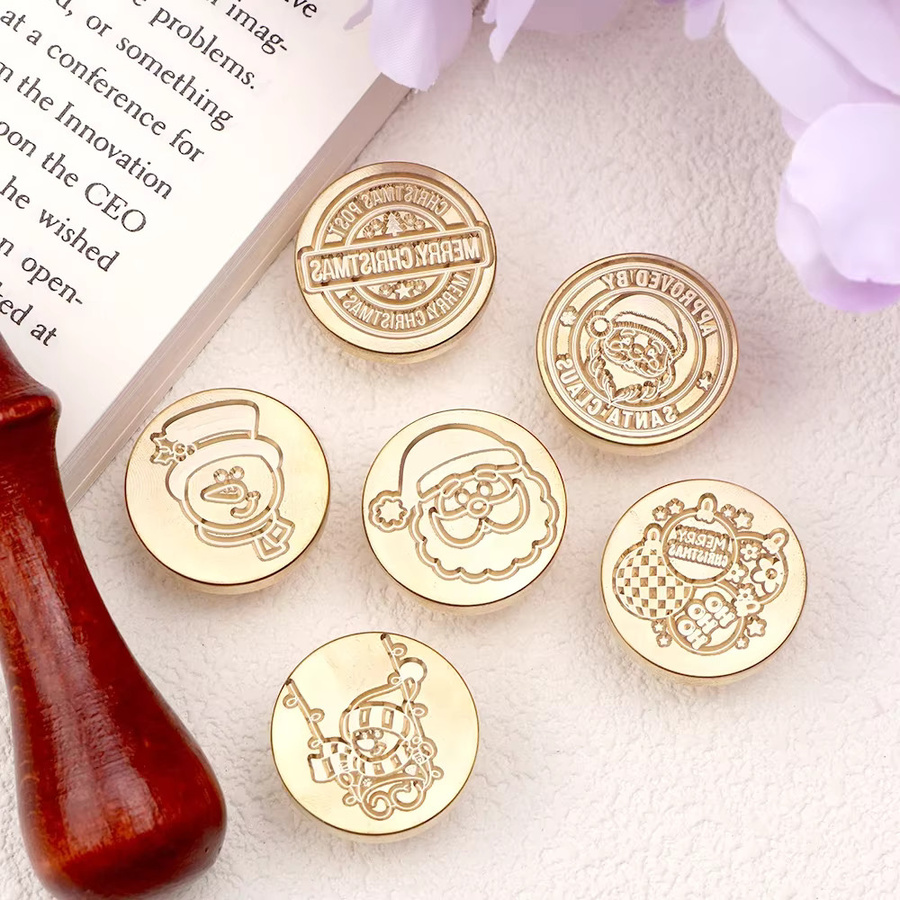 Wachsstempel aus Messing mit Retro-Weihnachtsmotiven Schneeflocke und Rentier in Gold für DIY Scrapbooking und Umschlagdekoration - Bild 2