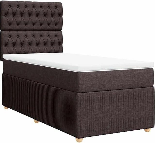 vidaXL Boxspringbett Hybrid mit Matratze Dunkelbraun B/T/H: 100 x 200 x 140,5 cm - Bild 1