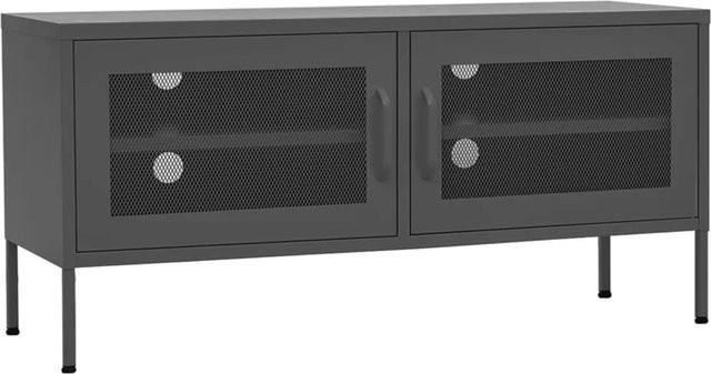 vidaXL TV-Schrank im Industrial Design aus Metall, Anthrazit, B/T/H: 105 x 35 x 50 cm - Bild 1