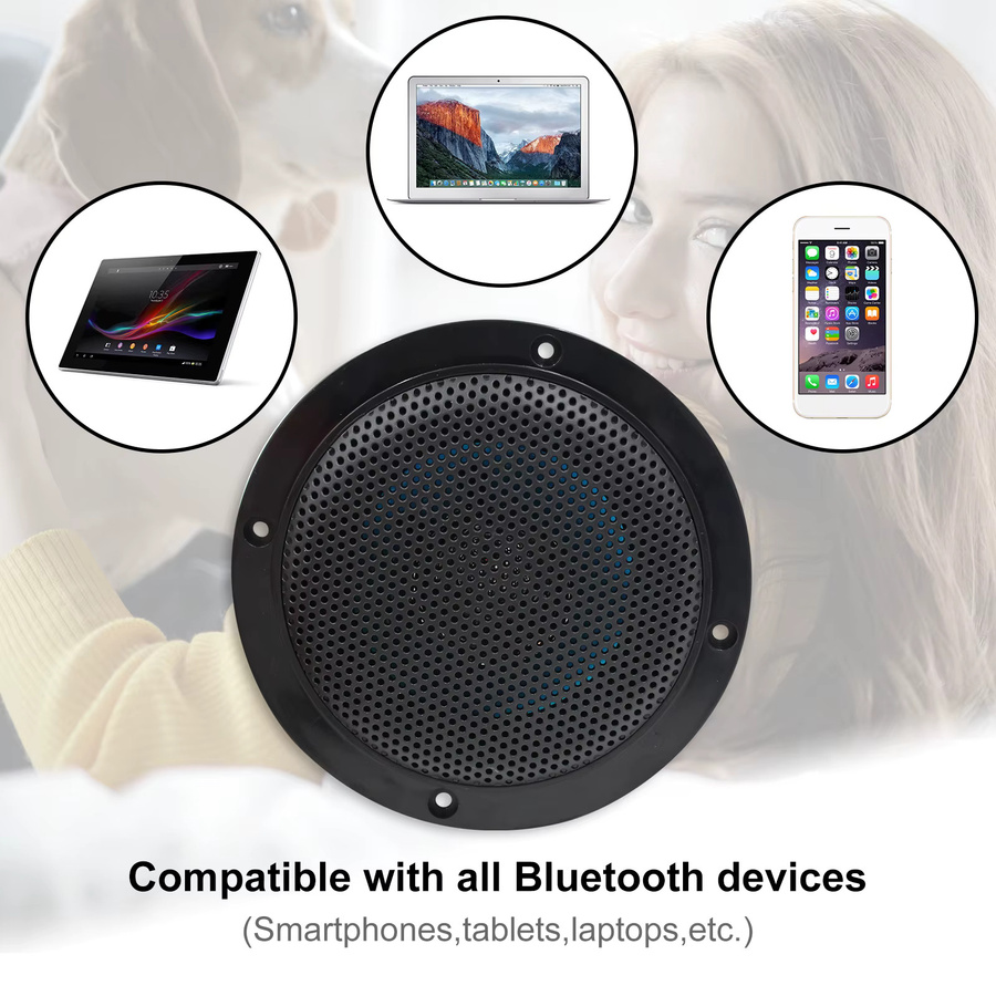 Herdio 4 Zoll Bluetooth Marine Boot Deckenlautsprecher 320W wasserdicht, 4er Set, Schwarz - Bild 4