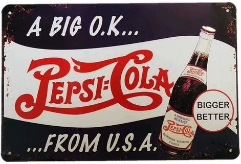 Vintage Pepsi-Cola Wandkunst aus Metall – Retro Blechschild mit ikonischer Glasflasche, B/H: 30,0 x 20,0 cm - Bild 1