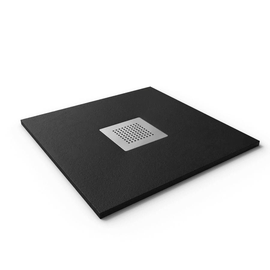 Stano Duschwanne aus Mineralguss Extra Flach Slate Schwarz B/T: 80 x 90 cm - Bild 2