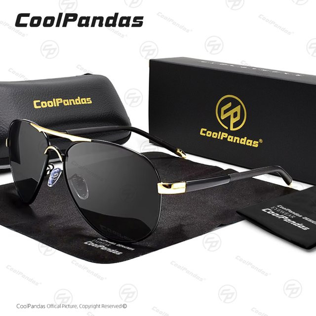 COOLPANDAS Aviator Sonnenbrille, Vollrand, Schwarz, Unisex, polarisiert - Bild 1