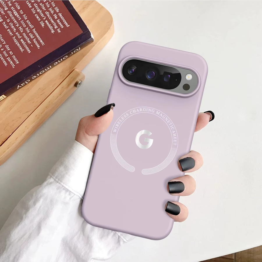Stoßfeste Flüssigsilikon Wireless-Ladehülle für Google Pixel 10, 9 Pro XL, 8, 7, 6 A/Pro in Silky Touch, Farben: Schwarz und Lila - Bild 2