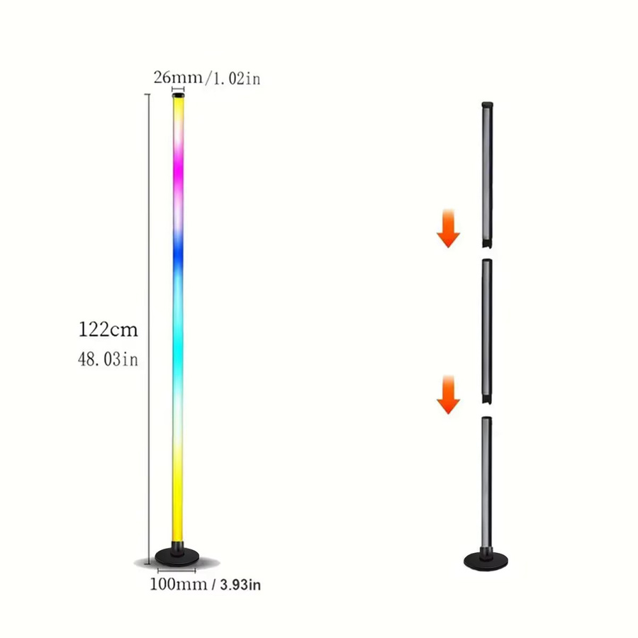 Aogled RGBIC LED-Stehlampe in Schwarz mit App- und Fernbedienung, moderne Ambientebeleuchtung für Wohnzimmer und Home-Office, Höhe: 122 cm - Bild 6