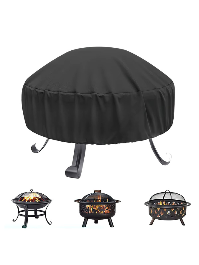 CHANGE MOORE Feuerstellen-Abdeckung Rund, Wasserdichte Outdoor-Abdeckung für Terrassen-Feuertisch und Kamin, Schwarz, Durchmesser: 86,36 cm, Höhe: 38,1 cm - Bild 7
