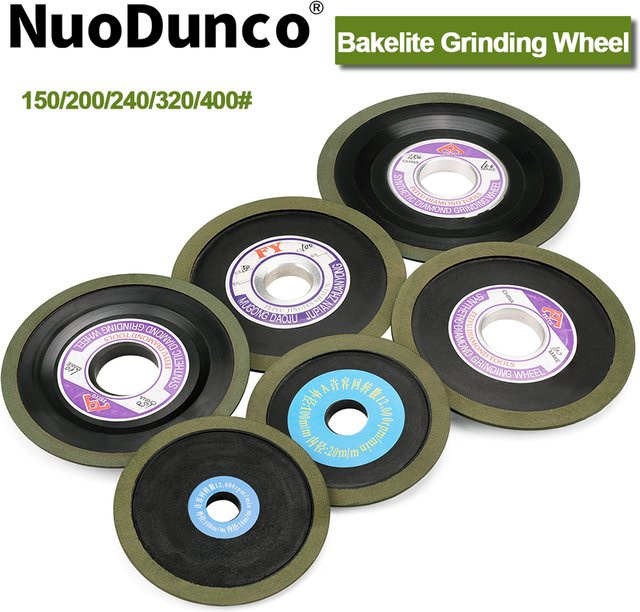 NuoDunco Diamant-Schleifscheibe aus Bakelit einseitig abgeschrägt für Metall, Hartmetall und Hartstahl, Durchmesser: 125 mm oder 150 mm - Bild 1