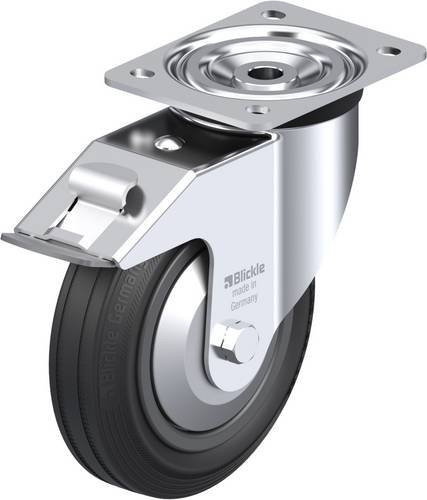 Blickle L-VPP 180G-FI-FA Lenkrolle mit Feststeller in Schwarz und Silber, Rad-Durchmesser: 180 mm, Tragfähigkeit: 170 kg - Bild 1
