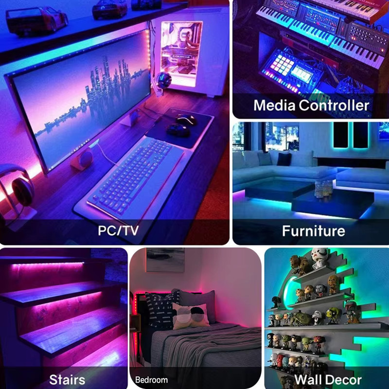 Acosh Neon RGB LED-Streifen mit Fernbedienung, SMD 5050 Multicolour, DC5V USB-Betrieb, Schwarz - Bild 5