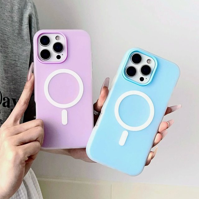 EIENACOCO 2-in-1 Softcase mit MagSafe für iPhone 17 Air 16 15 14 13 12 Pro Max, Magnetische Hülle in Matt-Optik, Orange und Purple - Bild 1