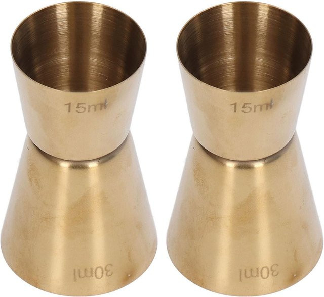 CosyHome Doppelkopf Cocktail Jigger aus Edelstahl in Gold und Beige - Bild 1