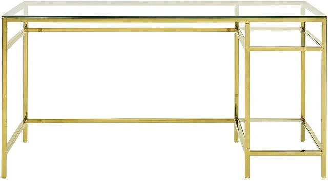 Vente-unique Schreibtisch Tizio aus Glas in Transparent und Goldfarben, Breite: 140 cm - Bild 1
