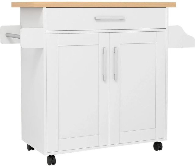 Costway Kücheninselwagen mit Schubladen und Regalen in Weiß, B/T/H: 111 x 40 x 90 cm - Bild 1