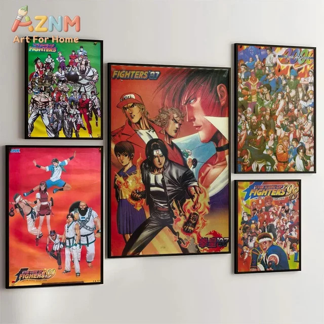 Kayou The King Of Fighters Retro Arcade-Spiele Wandaufkleber aus Kraftpapier, Mehrfarbig - Bild 1