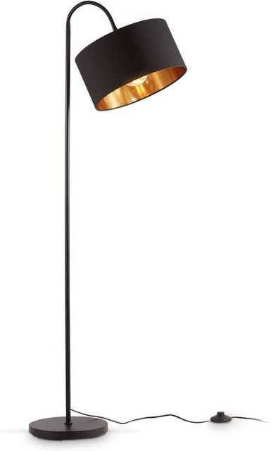 B.K.Licht Stehleuchte im Vintage Industrial Stil in Schwarz-Gold mit verstellbarem Stoffschirm und E27 Fassung - Bild 1