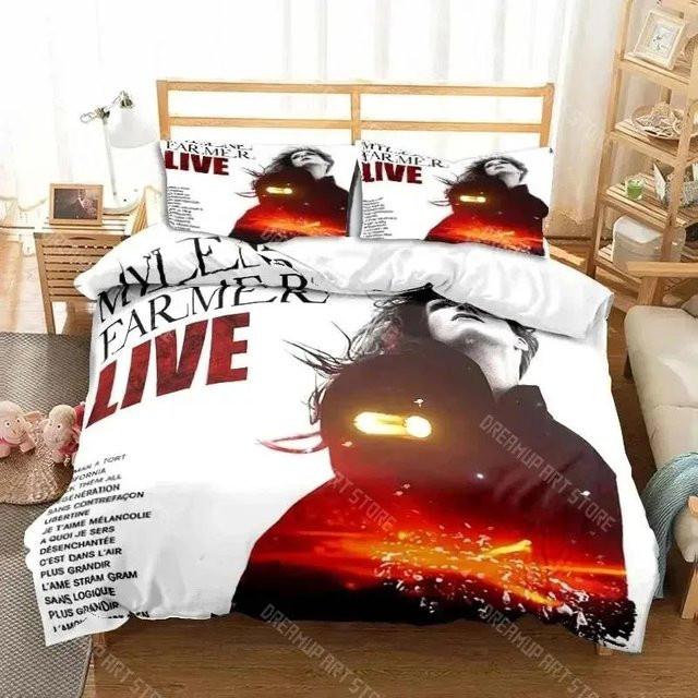Mylene Farmer Bettwäsche-Set aus Mikrofaser mit Motiv, Weiß, B/H: 90 x 200 cm - Bild 1