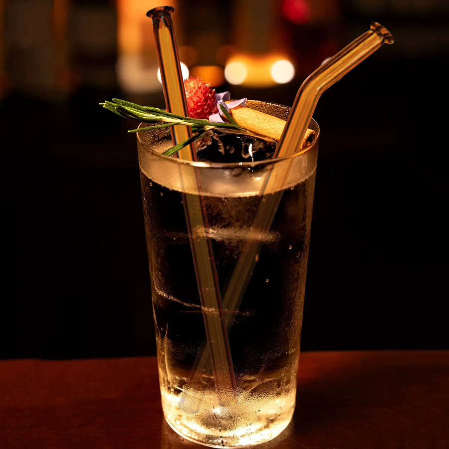 10 Stück Glasstrohhalme aus Borosilikatglas in Transparent, wiederverwendbare Trinkhalme für Cocktails und Smoothies - Bild 3