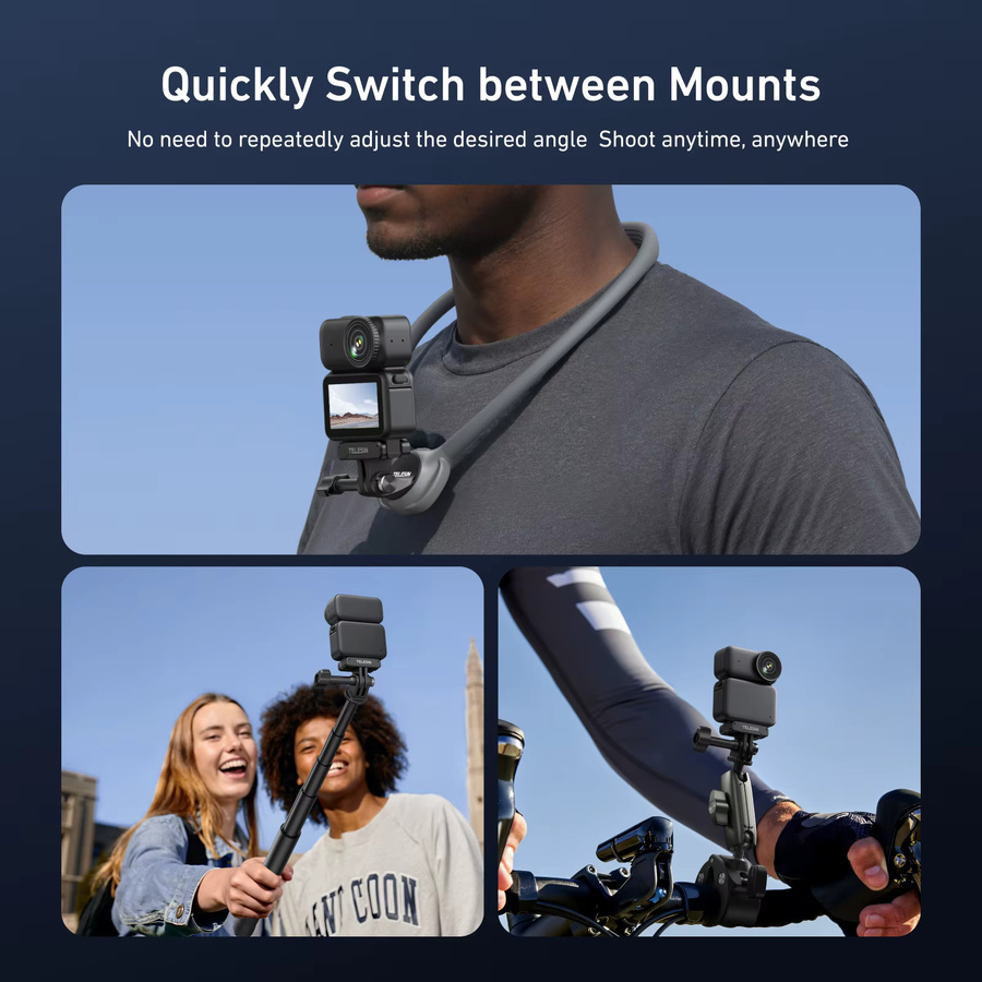 TELESIN Magnetische Schnellverschluss-Ladeadapterhalterung mit Dual-Klauen-Schnittstelle für DJI OSMO Nano in Schwarz - Bild 3