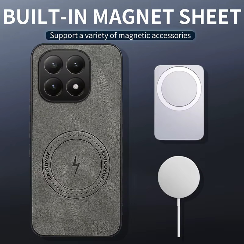 Xiaomi Magnetische Handyhülle mit Blitz- und Nappa-Muster in Schwarz für Xiaomi 15T, 14T Pro und 17 Pro Max - Bild 2
