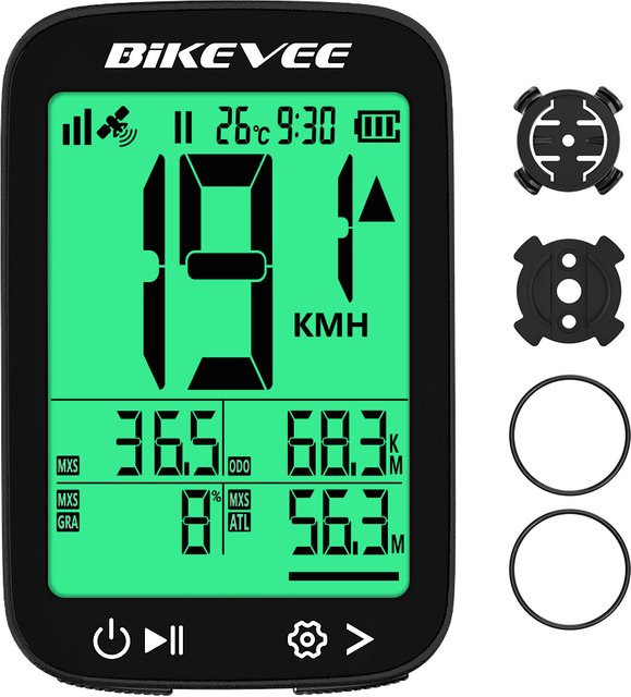 Bikevee Wasserdichter GPS-Fahrradcomputer in Schwarz mit Hintergrundbeleuchtung und multifunktionalen Funktionen für Rennrad und Outdoor-Sport - Bild 1