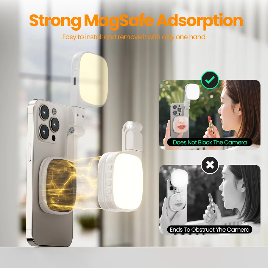 SZKOSTON Wiederaufladbare LED Selfie-Licht-Telefonleuchte für iPhone und Smartphones in Schwarz oder Weiß - Bild 2