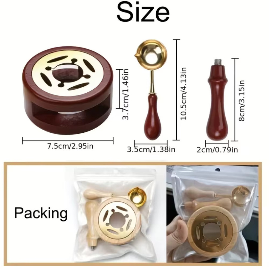 QWELL Personalisiertes Wachssiegel-Stempelset mit individuellem Logo und Schmelzlöffel in Multicolor für Hochzeitseinladungen - Bild 3