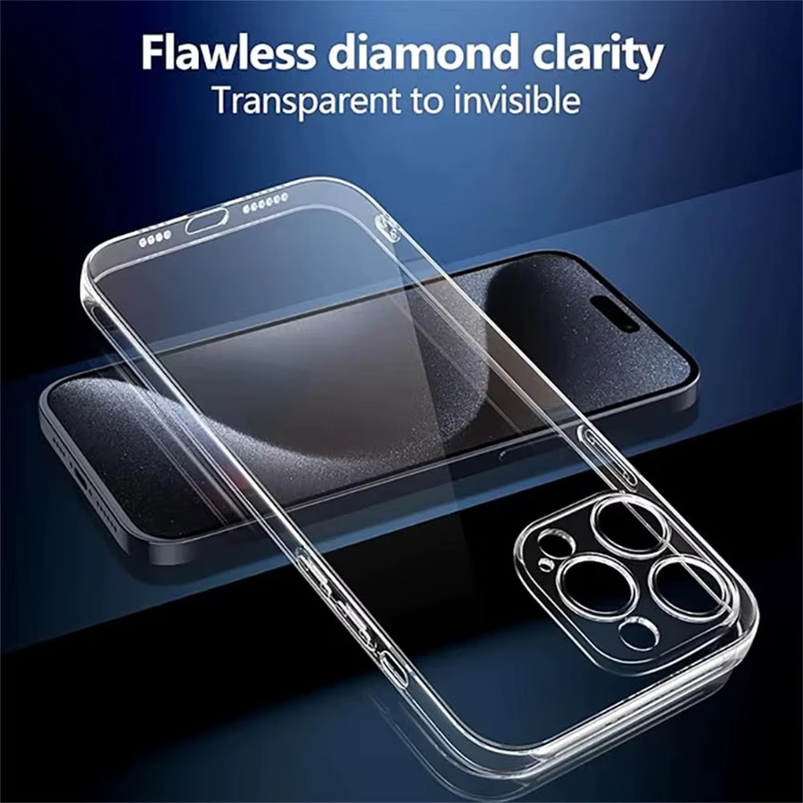 Funda Ultradünne TPU-Schutzhülle für iPhone 16 15 14 13 12 11 Pro Max Plus Mini X XR XS Farbe: Transparent - Bild 4