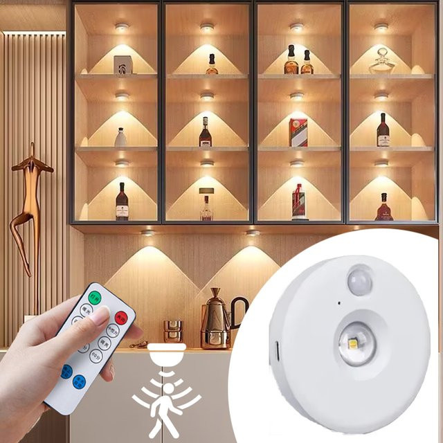 VENUSWING LED-Nachtlicht mit Bewegungsmelder, kabellose Unterbauleuchte in Weiß, dimmbar und wiederaufladbar über USB, ideal für Küche, Gang und Schrank - Bild 1