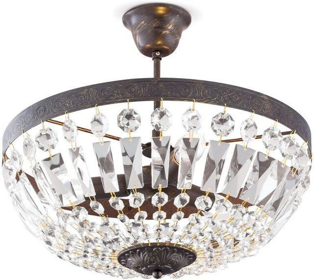 Orion Leuchten DL 873 Kristall-Deckenleuchte in Gold/Messing mit transparenten Kristallen, Durchmesser: 60 cm - Bild 1