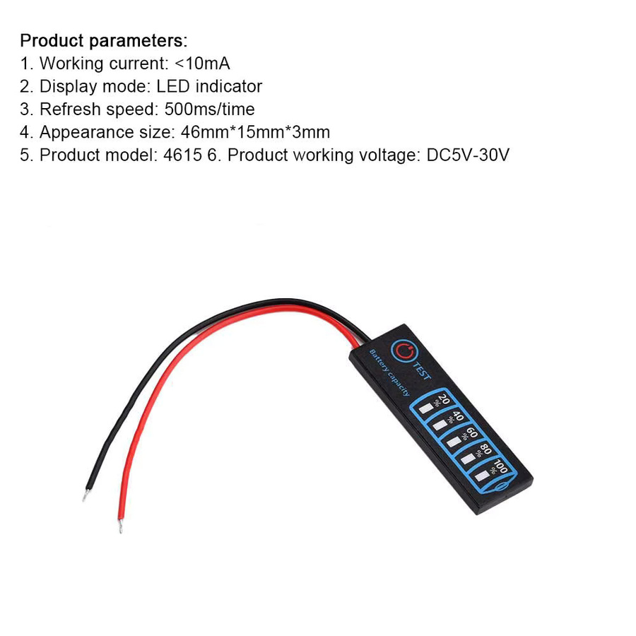 diymore Batteriestandsanzeige für Li-Ion und Li-FePO4 Batterien DC5V-30V 2-8S mit Triple Mode Switching, Schwarz - Bild 2