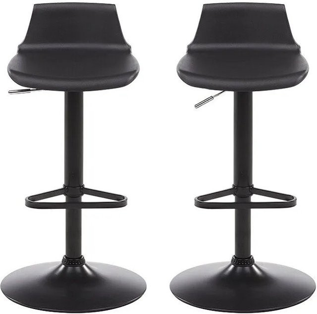Barhocker Calas von Vente-unique in Schwarz mit Kunstleder und Metallgestell, Höhe: 45 cm - Bild 1