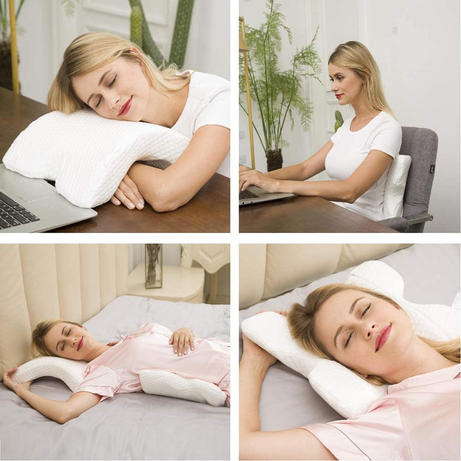 Yiran Furniture U-förmiges orthopädisches Memory-Schaum Kissen aus Eisseide für Seitenschläfer und Reisen - Bild 3
