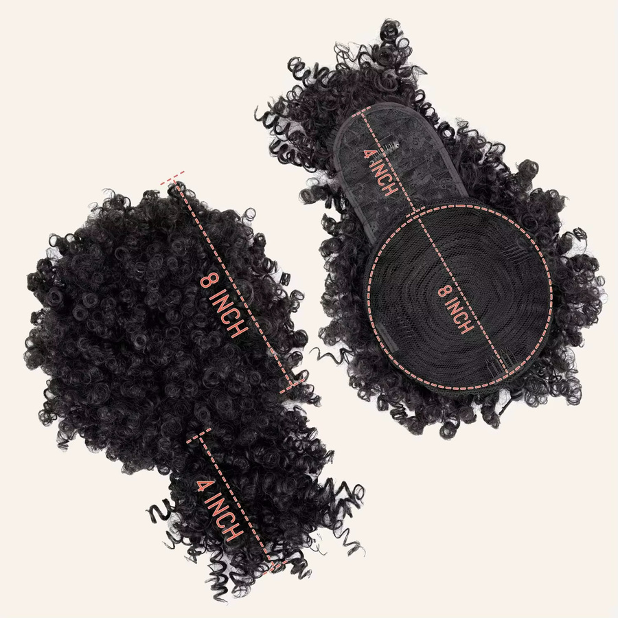 Synthetischer Afro Puff Kordelzug mit Pony, Kinky Curly Haarteil - Bild 3