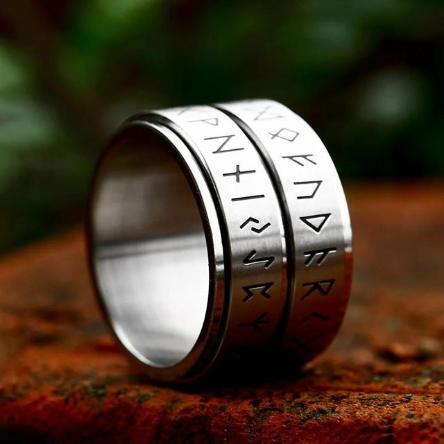 YIRAN Jewelry Wikinger-Runenring, Edelstahl, Schwarz, Unisex - Bild 1