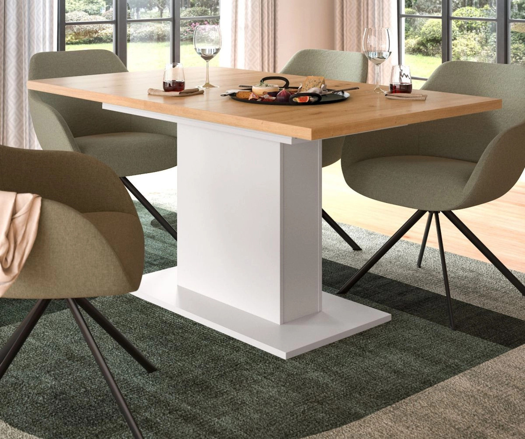 Inn.Furn Esstisch ausziehbar in Eiche und Weiß, rechteckig, modern - Bild 2