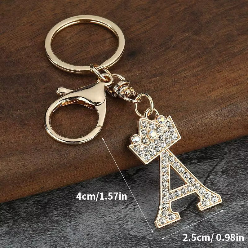 Velishy Schlüsselanhänger, A-Z-Buchstaben-Anhänger, Kronenkristall-Strasssteine, Unisex - Bild 2