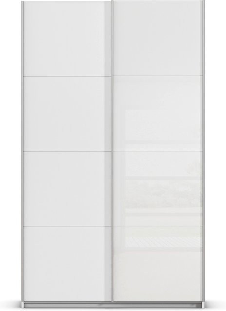RAUCH Quadra Schwebetürenschrank mit Glaselementen und integrierten Schubladen, Farbe: Weiß, B/T/H: 136 x 62 x 230 cm - Bild 1