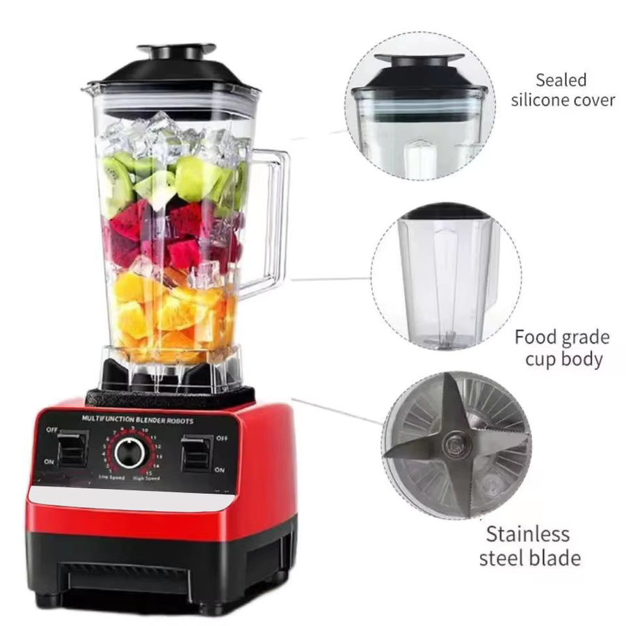OWJHE 2-in-1 Standmixer mit 2000W für Smoothies, Eiscreme und Entsaften in Beige oder Rot - Bild 3