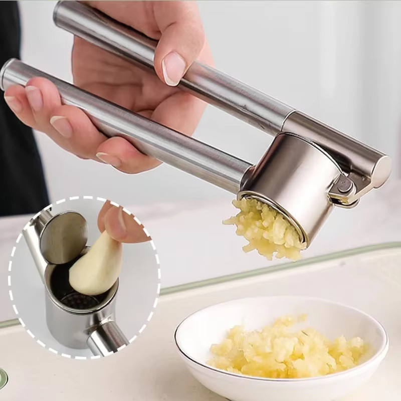Edelstahl-Knoblauchpresse in Silber mit abnehmbarem Design für deine Küche - Bild 2