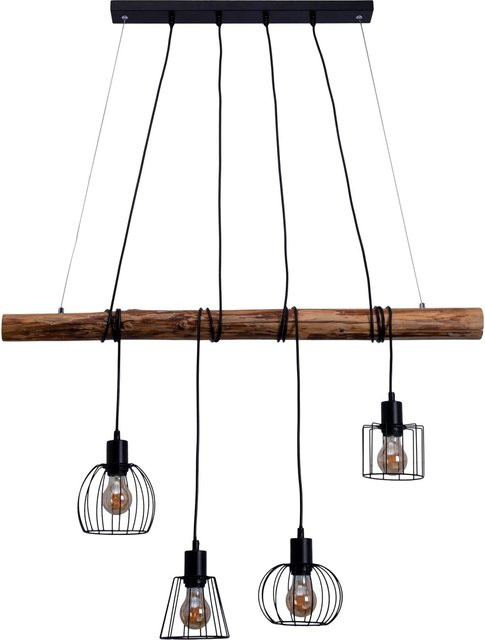 Näve Pendelleuchte Woodland Schwarz 4er-Set im Industrial Style, B/T/H: 160 x 13 x 13 cm - Bild 1