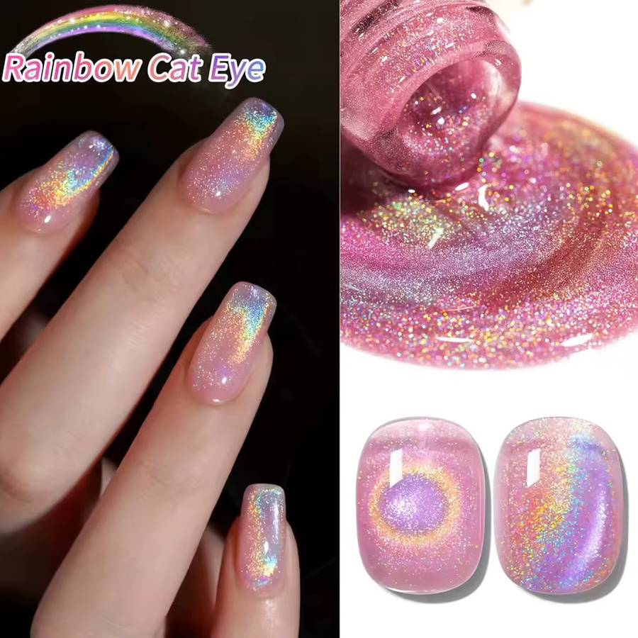 MIANEL NAIL Magnetischer Gel-Nagellack, rosa Regenbogen-Katzenauge, 10 ml, Damen - Bild 3