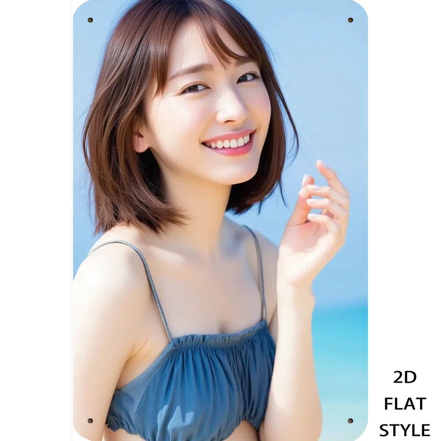 HELLOYOUNG Vintage Metall-Blechschild Bikini-Anime-Mädchen Poster in Blau und Multicolour, Rechteckiges Retro Wandkunst-Dekor, Breite: 20,32 cm, Höhe: 30,48 cm - Bild 3