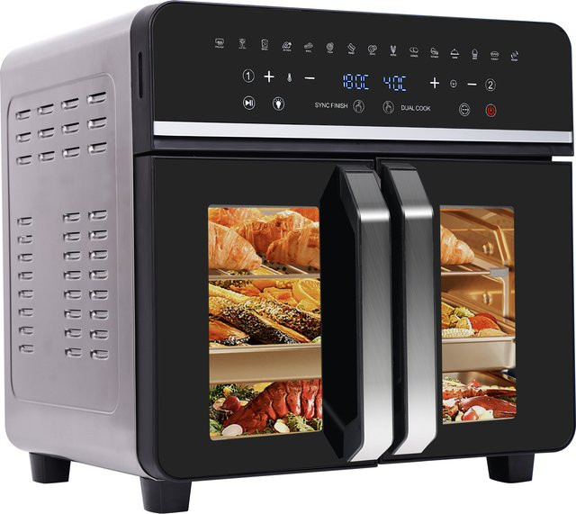 EMPHSISM Heißluftfritteuse mit zwei Zonen, 23 l XXL-Ofen in Schwarz mit 2200 W und LED-Touchscreen - Bild 1