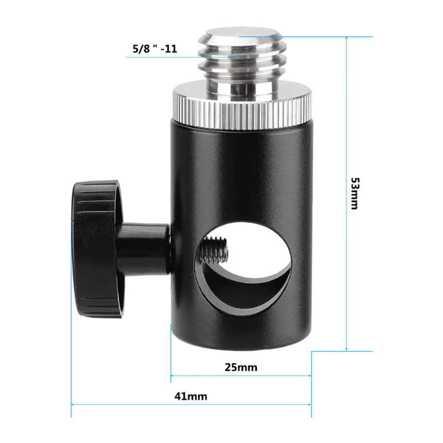 Camvate Lichtständer Kopf mit 1/4"-11 Stecker auf 1/4"-20 Innengewinde in Schwarz als Adapter für Stativ und Laser Level Bosch - Bild 3