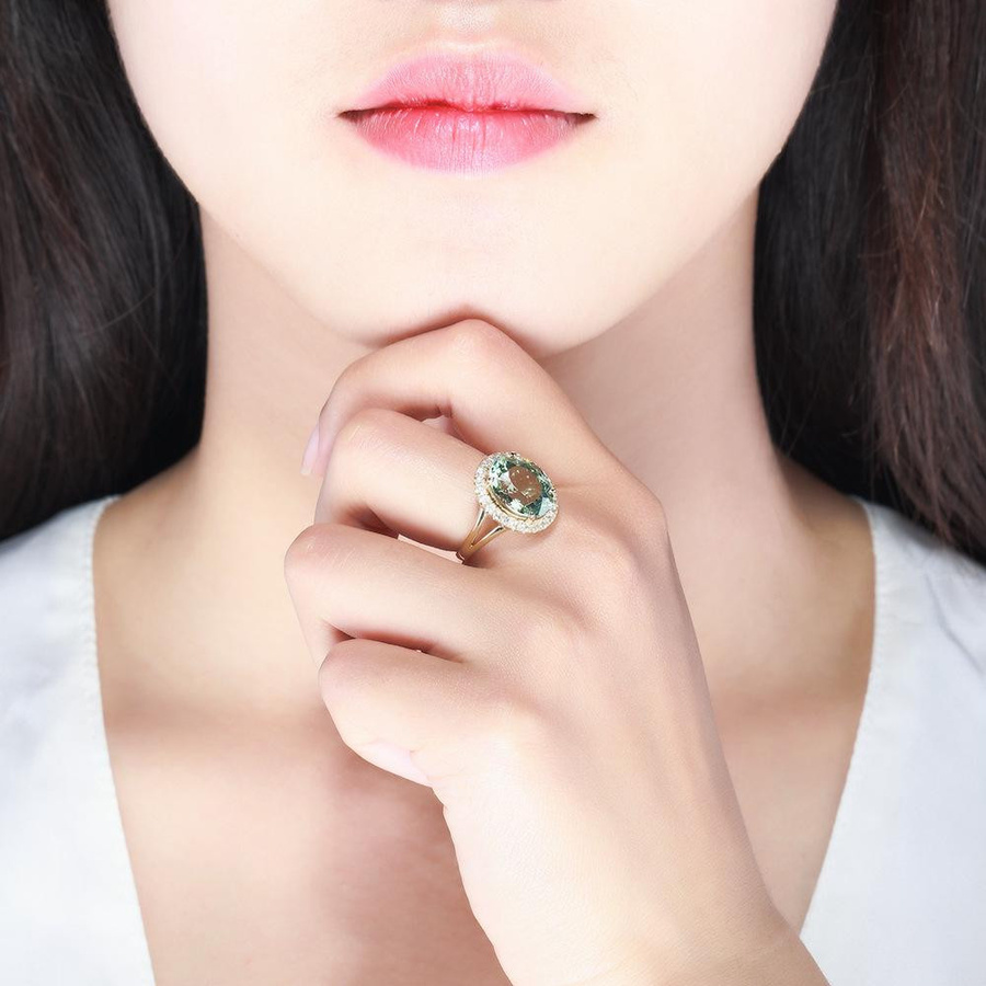 POMOiii Ring, 14k Gold, Grüner Topas, Diamant, Damen - Bild 4