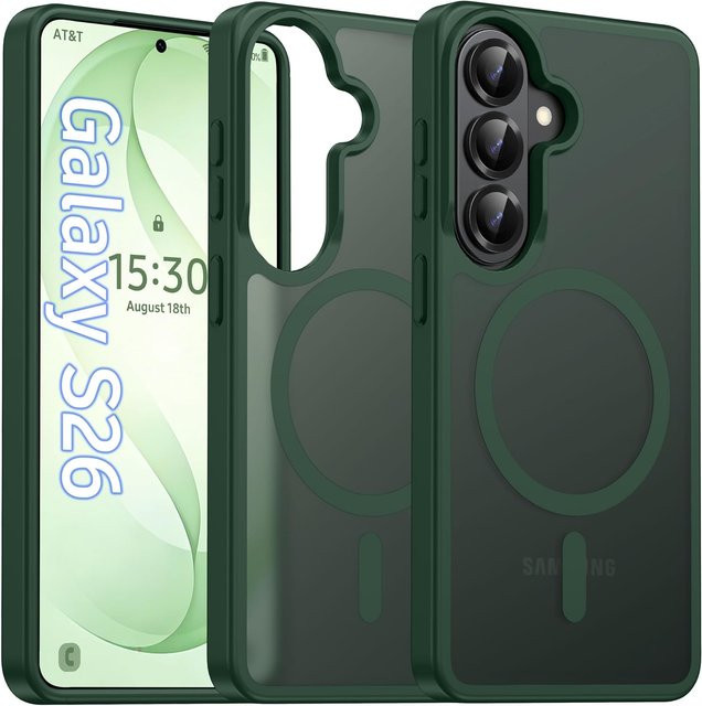 Magnetische Matte Handyhülle mit MagSafe Kompatibilität für Samsung Galaxy S26 Ultra S25 FE S24 Plus S23 S22 sowie Galaxy A56 A36 A55 A26 A16 A06 A05 A15 A35 in Grün - Bild 1