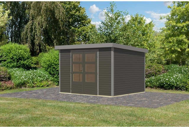 Karibu Gartenhaus Diego 5 B in Terragrau und Graualuminium, B: 298 cm, T: 209 cm, H: 242 cm - Bild 1