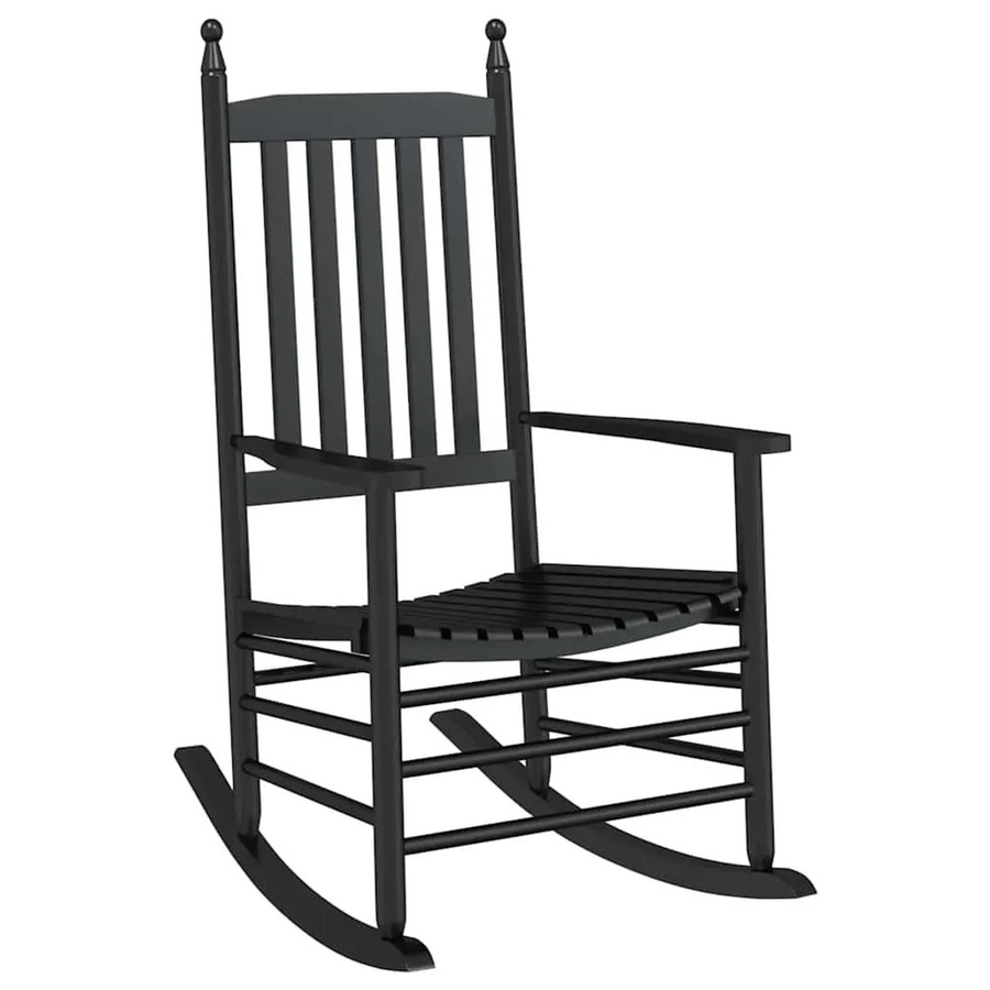 vidaXL Schaukelstuhl aus lackiertem Pappelholz in Schwarz mit gebogener Sitzfläche und Armlehnen B/T/H: 115 x 83 x 45 cm - Bild 2