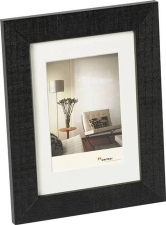 Walther Design Fotorahmen aus Holz in Schwarz mit Passepartout für das Format 10 x 15 cm