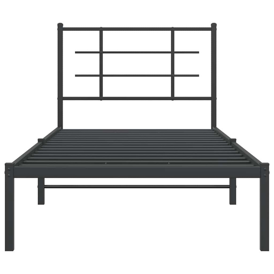 vidaXL Bettgestell aus Metall mit Kopfteil in Schwarz, B/T/H: 90 x 200 cm - Bild 3